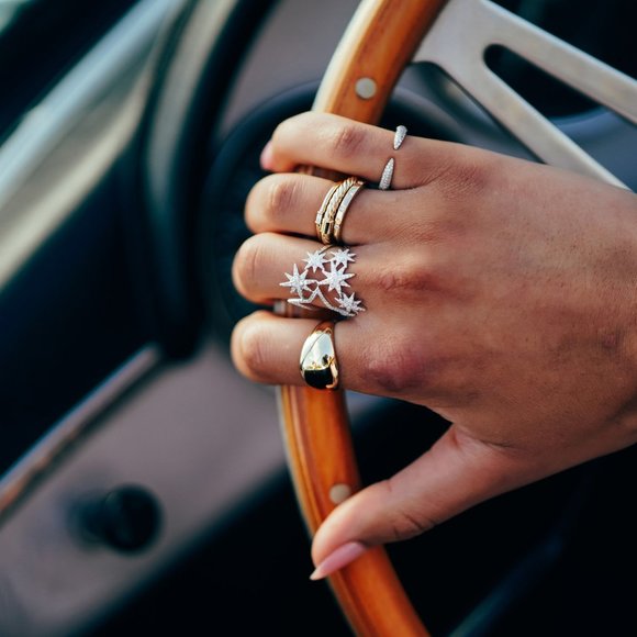 Inlay Diamond Ring In 14k Gold - Picture 7 of 7